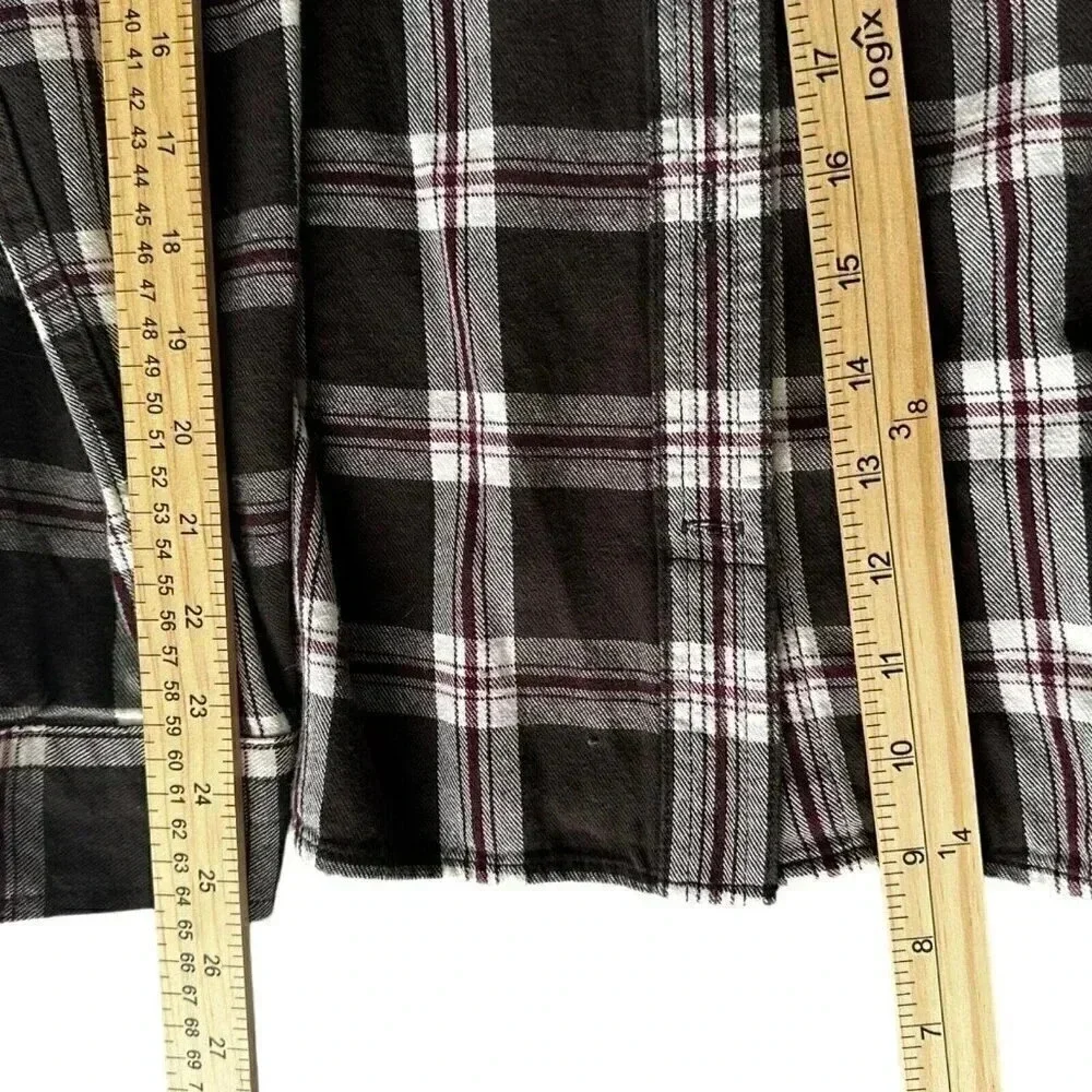 Duluth Trading Co womens flannel button-up long sleeve shirt size XL brown plaid - Picture 5 of 9